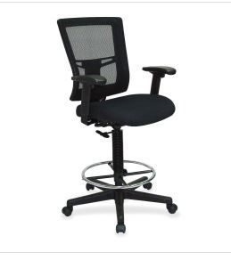 Photo 1 of Lorell Breathable Mesh/Fabric Drafting Stool, Black
