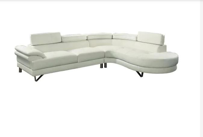 Photo 1 of Bobkona 2-Piece White Faux Leather L-Shaped Sectional Sofa with Adjustable Headrests
2 box pieces f6985-2a1 and f6985-1a1--like new 