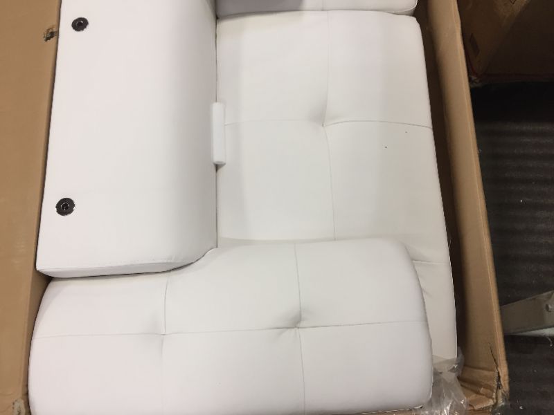 Photo 9 of Bobkona 2-Piece White Faux Leather L-Shaped Sectional Sofa with Adjustable Headrests
2 box pieces f6985-2a1 and f6985-1a1--like new 