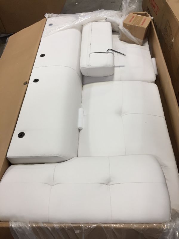 Photo 8 of Bobkona 2-Piece White Faux Leather L-Shaped Sectional Sofa with Adjustable Headrests
2 box pieces f6985-2a1 and f6985-1a1--like new 