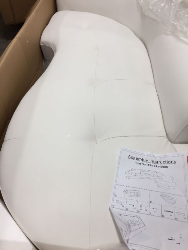 Photo 12 of Bobkona 2-Piece White Faux Leather L-Shaped Sectional Sofa with Adjustable Headrests
2 box pieces f6985-2a1 and f6985-1a1--like new 