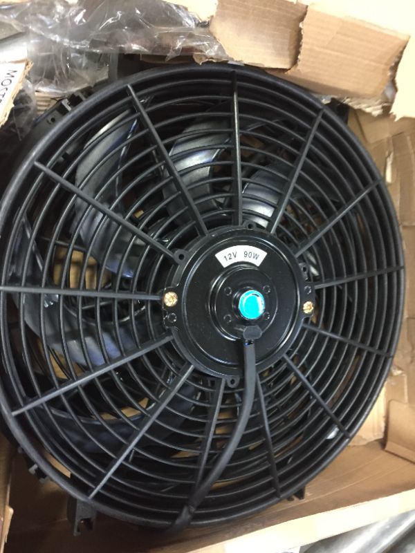 Photo 2 of 14" inch Slim Fan Push Pull Electric Radiator Cooling Fans 12V Mount Kit Unversal Black 2 Packl