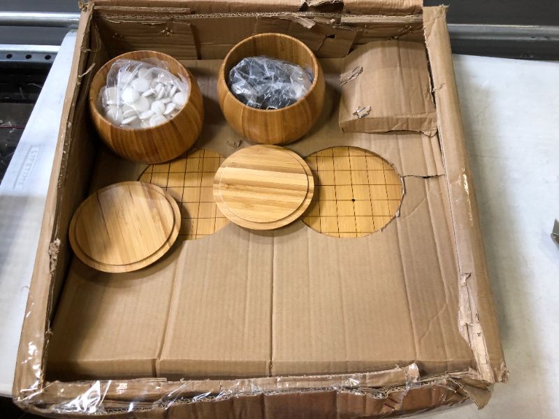 Photo 1 of Brybelly Go Set with Reversible Bamboo Go Board | Measures 19x19 & 13x13 and Includes Bowls & Bakelite Stones | 2-Player - Classic Chinese Strategy Board Game
