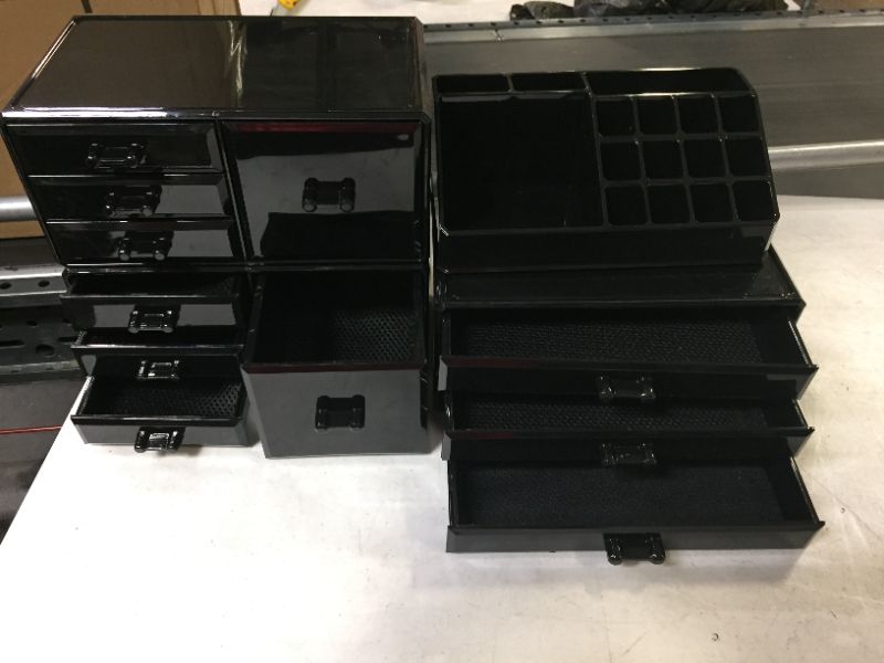 Photo 1 of SMALL BLACK OFFICE ORGANIZERS-SET OF 4 (ITEM IS DIRTY)