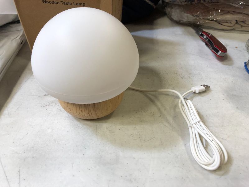 Photo 1 of Wooden Silicone Mushroom Table Lamp