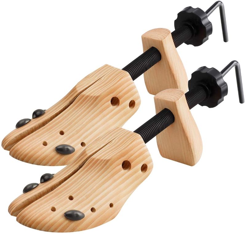 Photo 1 of  Cedar Shoe Trees Wooden Shoe Stretcher, Adjustable Large Size for Men and Women, Wood Shaper Set of 2 Stretches Length & Width,Woman's Size