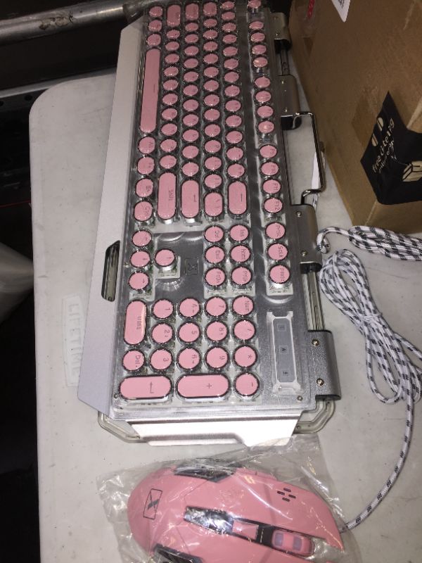 Photo 1 of generic keyboard and gaming mouse bpi buttons pink nechnanical key switches blues