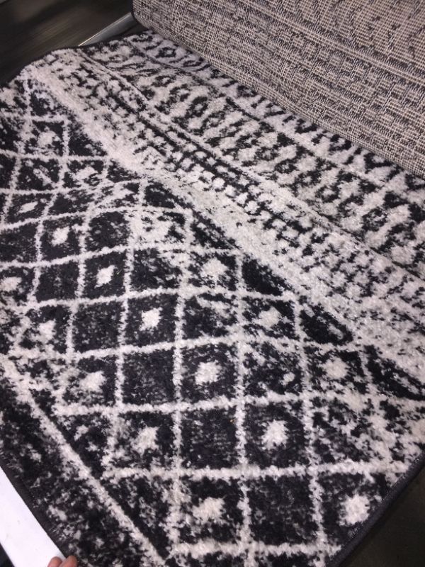 Photo 3 of Artistic Weavers Chester Charcoal and Ivory Bohemian/Global 2 feet 7 inch x 7 feet 6 inch Area Rug, black
