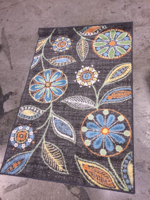 Photo 1 of 45 x 30 rug grey green orange flowers