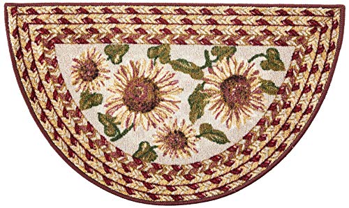 Photo 1 of Brumlow Mills Sunflower Braid Printed Pattern Rustic Floral Area Rug for Kitchen, Entryway, Bathroom Mat and Home D cor, 19" x 31", Sunset
