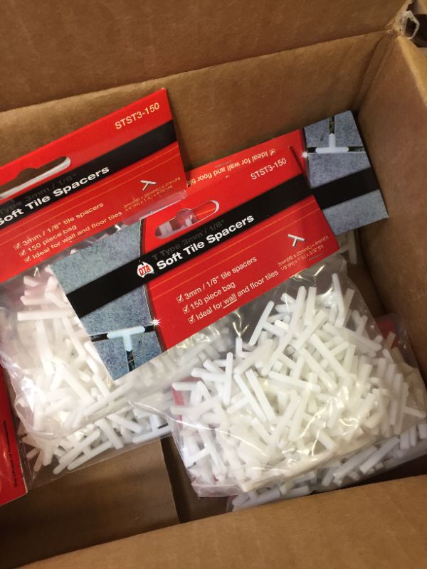 Photo 1 of 1/8 in. Long Soft T Style Tile Spacer (150-Piece/Bag) 5 pack 