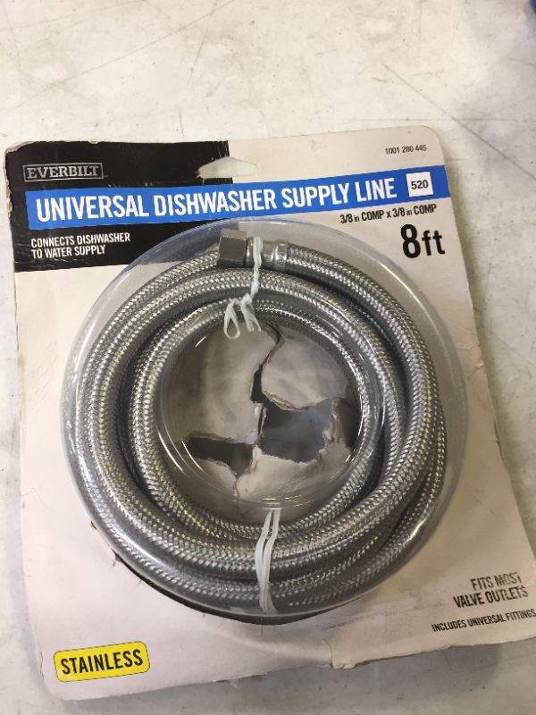 Photo 1 of Everbilt 3/8 in. x 3/8 in. x 96 in. Stainless Steel Universal Dishwasher Supply Line
