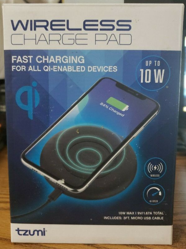 Photo 1 of Tzumi Wireless Charge Pad Fast Charging for QI Enabled Devices 10 #