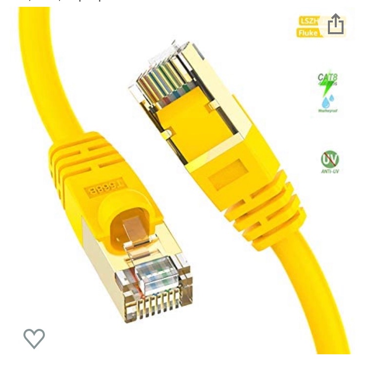 Photo 1 of CAT8 Ethernet Cable 15ft, BIFALE SSTP Cat8 Cable 26AWG, LSZH Jacket, Cat8 LAN Network Cable 40Gbps, 2000Mhz, Heavy Duty Triple Shielded for Modem, Router, PC, Mac, Laptop