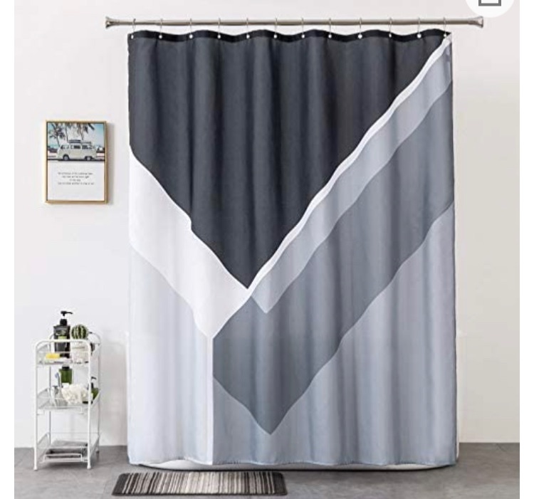 Photo 1 of Black Shower-Curtain Grey Water-Repellent Gray-Modern-Bathroom - Black White Grey Geometric Shower Curtain 72×72 Inch