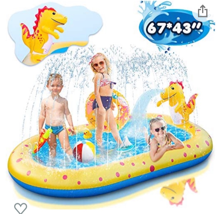 Photo 1 of Kids Pool Splash Pad, Inflatable Sprinkler Pool Splash Mat, Large Inflatable Pool Summer Outdoor Water Toys for Babies Toddlers Girls Boys ?(67x43 Inch)