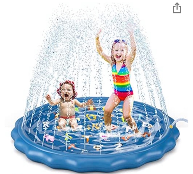 Photo 1 of Jasonwell Splash Pad Sprinkler for Kids Toddlers Play Mat 60" Inflatable Baby Wading Pool Summer Outdoor Water Toys for Children Boys Girls Dogs Sprinkler Pool for Alphabet Learning Age 2 3 4 5 6 7