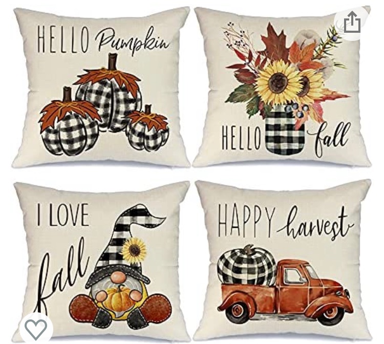 Photo 1 of AENEY Fall Decor Pillow Covers 20x20 Set of 4 Buffalo Plaid Pumpkin Truck Sunflower Vase Outdoor Fall Pillows Decorative Throw Pillows Farmhouse Thanksgiving Cushion Case for Couch A408-20