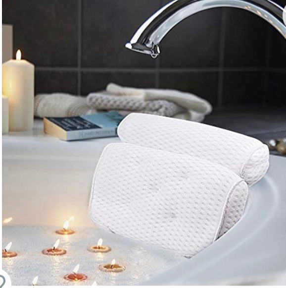 Photo 1 of AmazeFan Bath Pillow, Bathtub Spa Pillow with 4D Air Mesh Technology and 7 Suction Cups, Helps Support Head, Back, Shoulder and Neck, Fits All Bathtub, Hot Tub and Home Spa