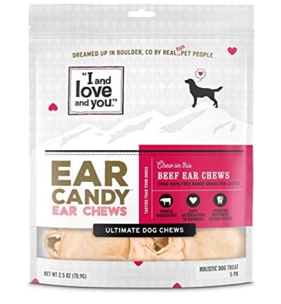 Photo 1 of "I and love and you" Ear Candy Cow Ear Strips - Grain Free Dog Chews, 100% Beef Ear Treats for Large and Small Dogs, Free Range & Grass Fed Beef, 2.5-Ounce