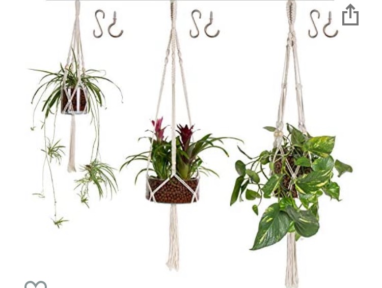 Photo 1 of Encore Essentials 3 Pack Macrame Plant Hangers - Set of 3 Woven Indoor Crochet Plant Hangers (37”,43" & 49”) - Boho Hanging Ceiling Planter Baskets for Potted Plants & Flower Pots w/ Tassels & 2 Hooks