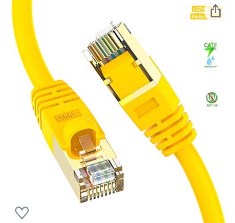 Photo 1 of CAT8 Ethernet Cable 15ft, BIFALE SSTP Cat8 Cable 26AWG, LSZH Jacket, Cat8 LAN Network Cable 40Gbps, 2000Mhz, Heavy Duty Triple Shielded for Modem, Router, PC, Mac, Laptop