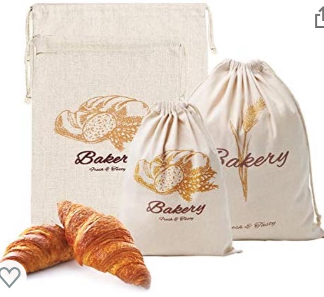 Photo 1 of Bread Bags, Large Flax Linen Bags for Homemade Bread, Natural Reusable for Vegetable, Nuts, Snacks, Coffee Beans, Food Storage, Organization Bags for Bakers (Bread bag-1)