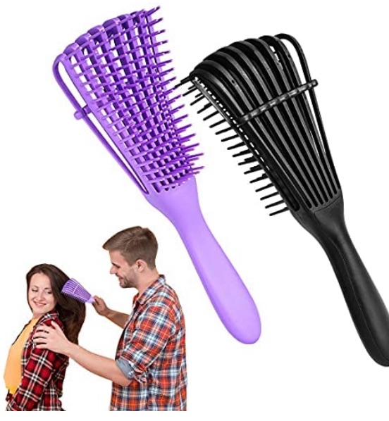 Photo 1 of Ez Detangler Brush Flex Detangling Brush Curly Hair Brush for Wet Hair Kinky Wavy Hair Coily Hair 4c Natural Black Hair, (Black+purple?