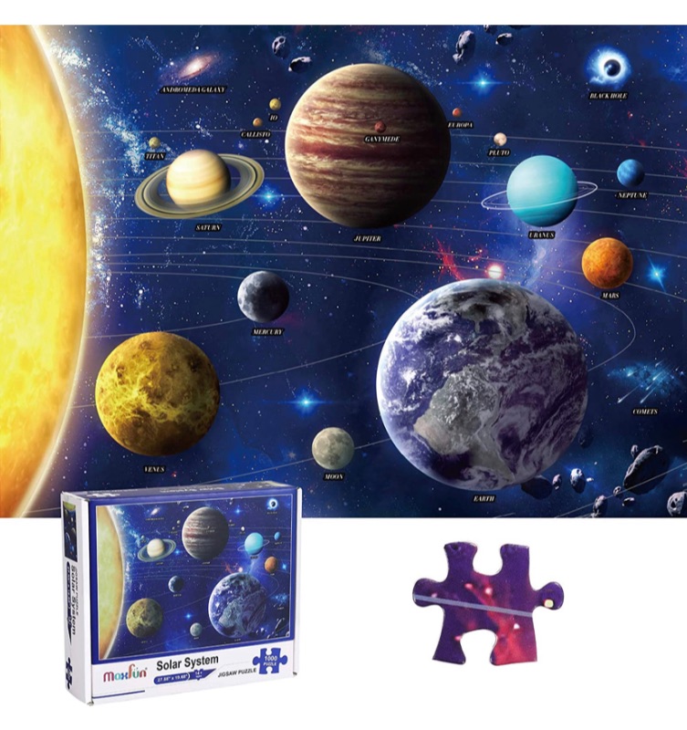 Photo 1 of Max Fun Solar System Jigsaw Puzzles 1000 Pieces Space Puzzle Jigsaw Puzzles Set for Teens Adult Families (27.55'' x 19.68'') (Solar System Puzzles)