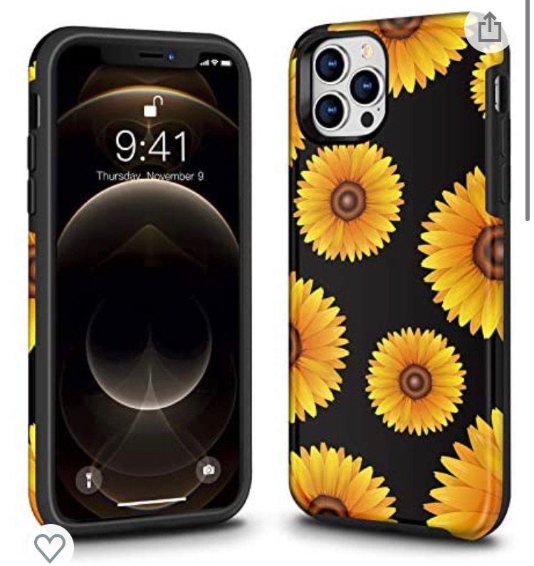 Photo 1 of Ballaber New iPhone (2020) Pro Max Case for Women Flower Shell Rubber Full Body Protection Shockproof Protection Phone Case Cover for 12 Pro Max 2020 6.7 inch (Sunflower)