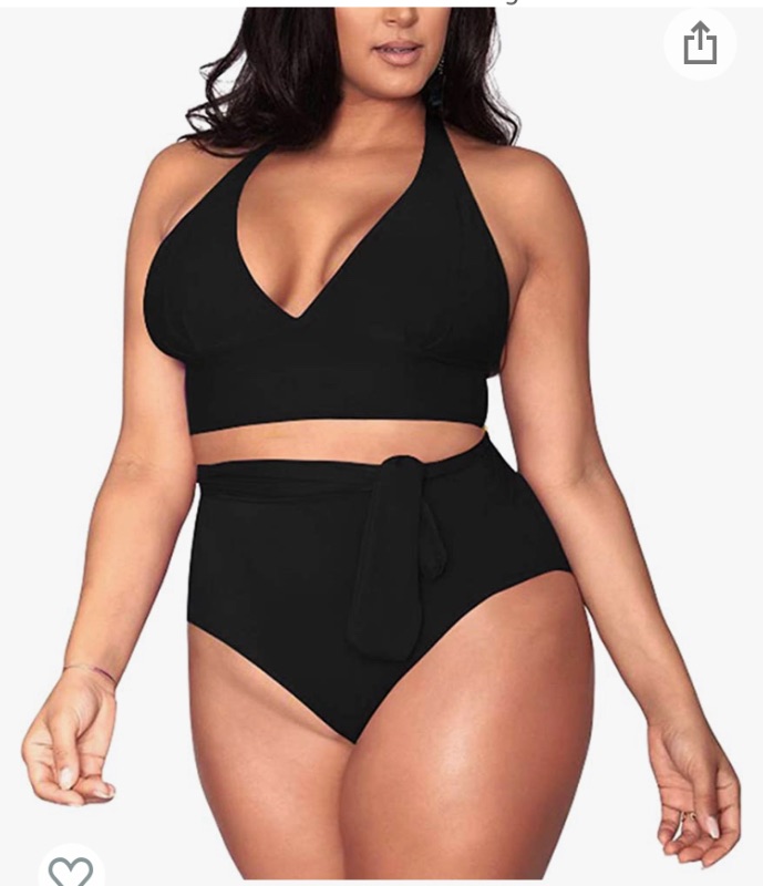 Photo 1 of Sovoyontee Women's Plus Size High Waisted Tummy Control Swimwear Swimsuit Full Coverage size 2XL