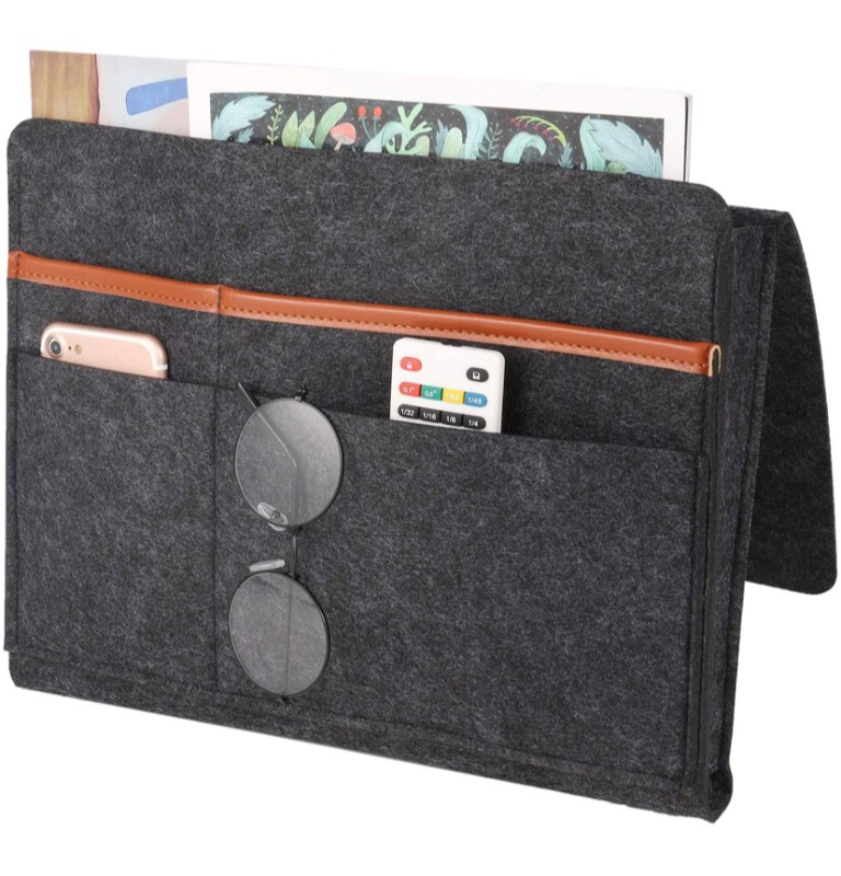 Photo 1 of FANKUTOYS Bedside Caddy Felt Bed Storage Organizer with Charger Bedside Hanging Felt Storage Bag for Dorm Bed Books Magazine Holder and Home Sofa Bed(C)