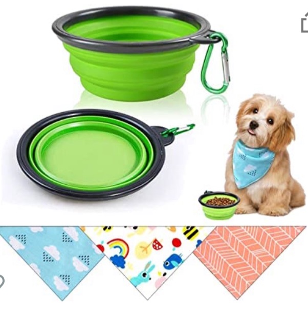 Photo 1 of Alpha Tail Supplies Collapsible Travel Dog Bowl for Cats & Dogs - A Portable Pet Water & Food Dish - Lightweight & Convenient for Walks, Hiking, Traveling Or Indoors. Includes 3 Pack of Dog Bandanas!