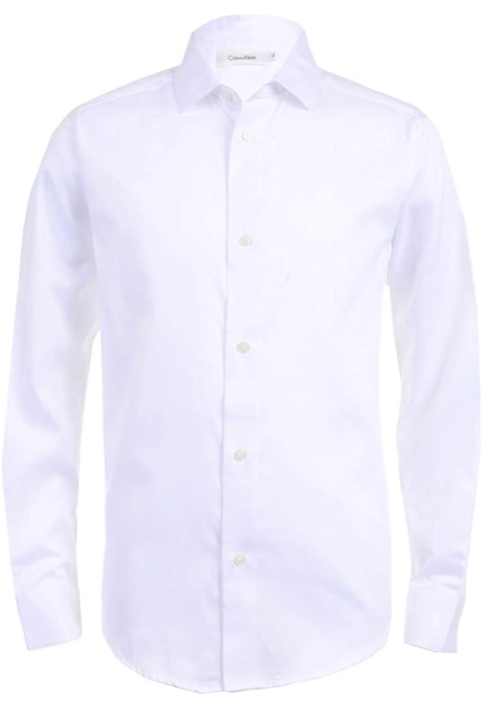 Photo 1 of Calvin Klein Boys' Long Sleeve Sateen Dress Shirt, Style with Buttoned Cuffs & Shirttail Hem. Size 18