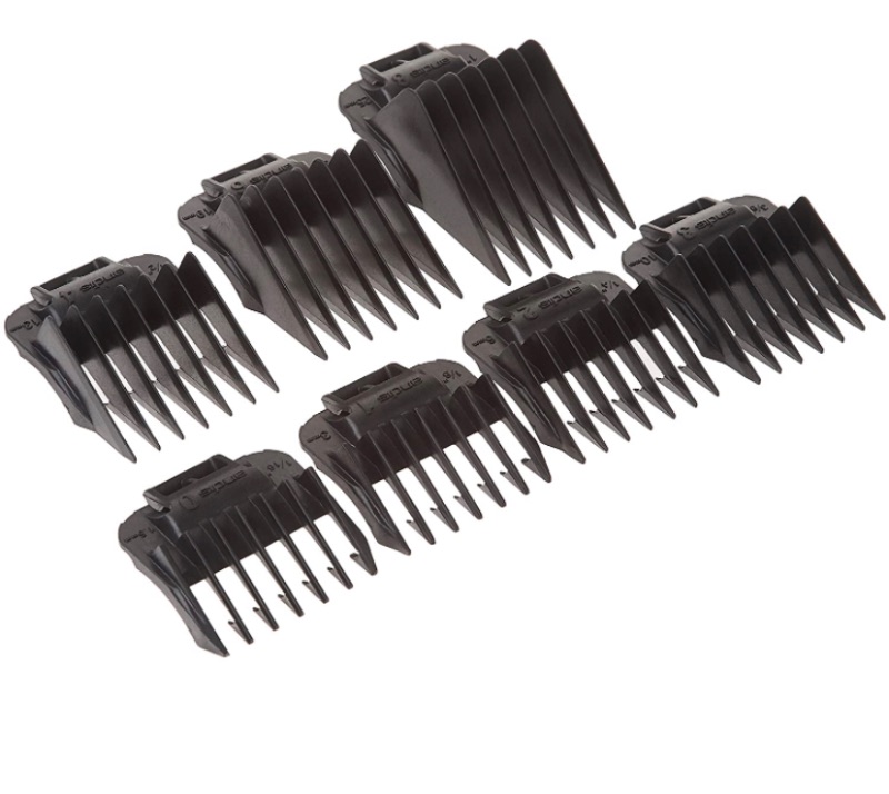 Photo 1 of Andis 01380 7pc Snap-On Comb Set, Blade Attachments For MBA, ML And SM Model Trimmers, Black