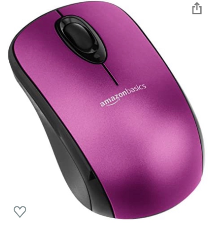 Photo 1 of Amazon Basics Wireless Computer Mouse with USB Nano Receiver - Purple