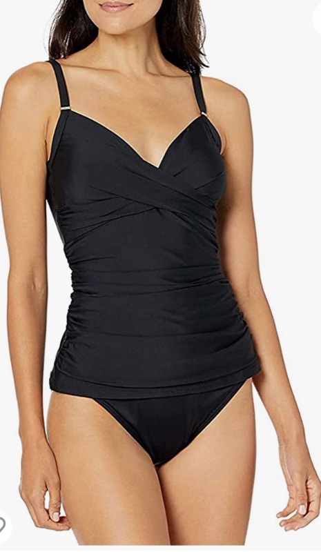 Photo 1 of Calvin Klein Women's Standard Tankini Swimsuit with Adjustable Straps and Tummy Control XXL