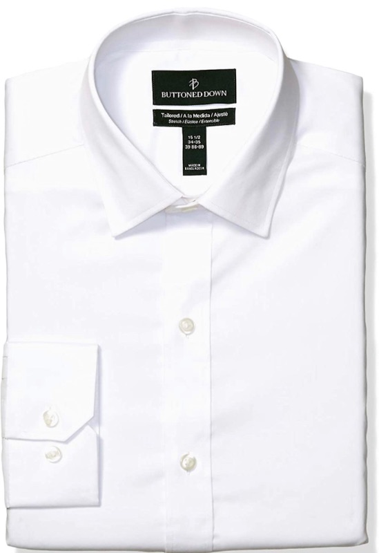 Photo 1 of Buttoned Down Men's Tailored Fit Performance Tech Stretch Dress Shirt, Supima Cotton Easy Care size 161/2 35 42 89