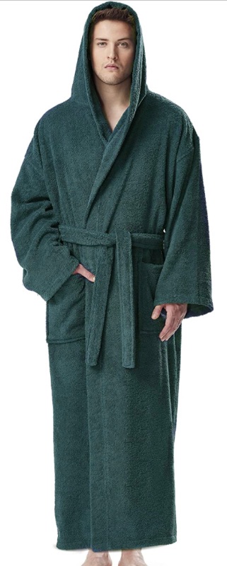 Photo 1 of Arus Men's Hooded Classic Bathrobe Turkish Cotton Robe with Full Length Options size XXL