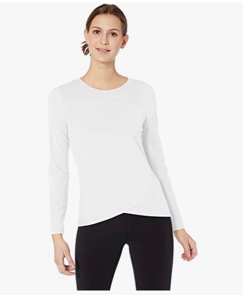 Photo 1 of Amazon Essentials Women's Studio Long-Sleeve Cross-Front T-Shirt size small