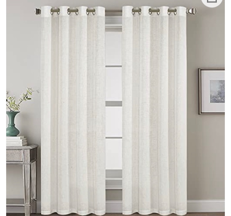 Photo 1 of H.VERSAILTEX Elegant Natural Linen Blended Energy Efficient Light Filtering Curtains/Nickel Grommet Window Treatments Panels/Drapes (Set of 2, Off White, 52" x 96")