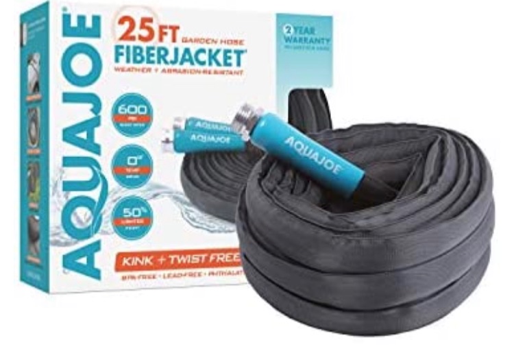 Photo 1 of Aqua Joe AJFJH25-58-PRO FiberJacket Non-Expanding Kink-Free Garden, RV, Marine and Camper Hose, Ultra-Lightweight, Drinking Water Safe, ft, 25-Foot x 5/8-Inch