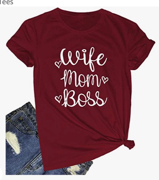 Photo 1 of BLACKOO Women Wife Mom Boss Graphic Funny T Shirts Cute Tees