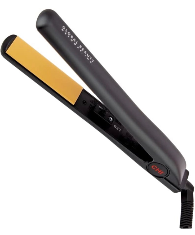 Photo 1 of CHI Original Ceramic Hair Straightening Flat Iron | 1" Plates | Black | Professional Salon Model Hair Straightener | Includes Heat Protection Pad