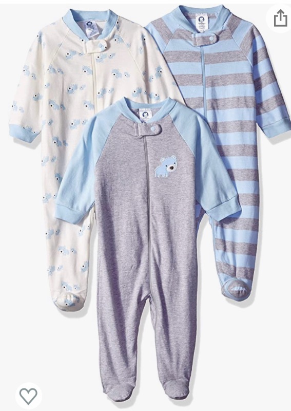 Photo 1 of Gerber Baby Boys' 3-Pack Organic Sleep 'N Play