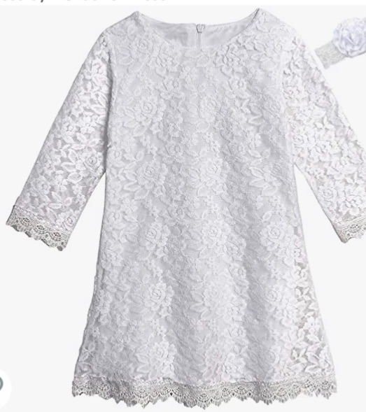 Photo 1 of  Girls Vintage Lace Flower Dress Boho Party Princess 3/4 Sleeve Dress size 190