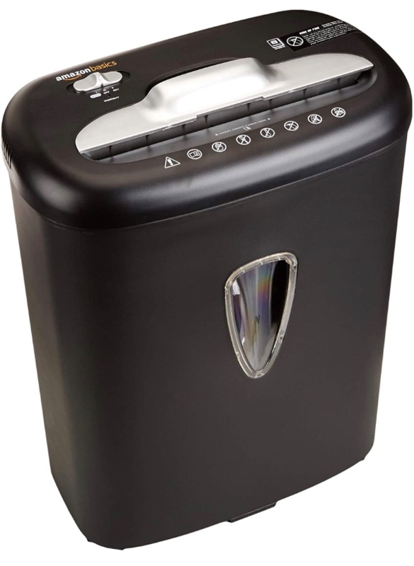 Photo 1 of Amazon Basics 8-Sheet Capacity, Cross-Cut Paper and Credit Card Shredder, 4.1 Gallon