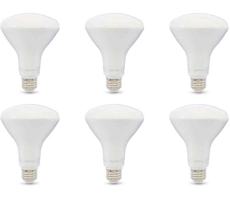 Photo 1 of Amazon Basics 65W Equivalent, Daylight, Dimmable, 10,000 Hour Lifetime, BR30 LED Light Bulb | 6-Pack