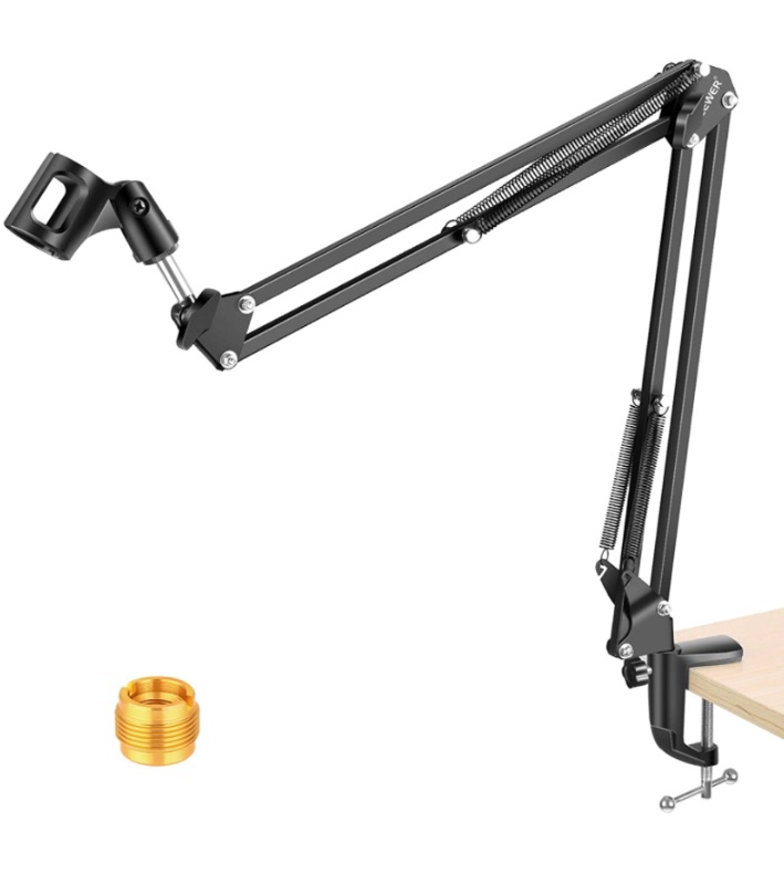 Photo 1 of NEEWER Adjustable Microphone Suspension Boom Scissor Arm Stand, Max Load 1 KG Compact Mic Stand for Radio Broadcasting, Voice-Over, Stage and TV Stations, Compatible with Blue Yeti Snowball Yeti X,etc