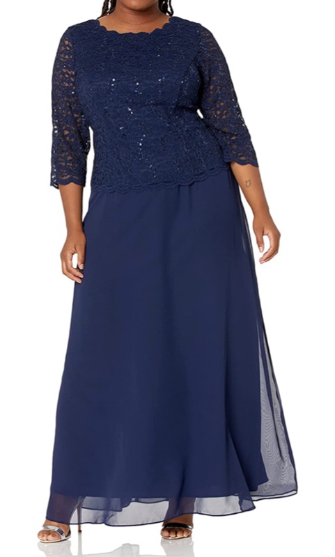 Photo 1 of Alex Evenings Women's Plus Size Long Lace Mock Dress. Size 16W